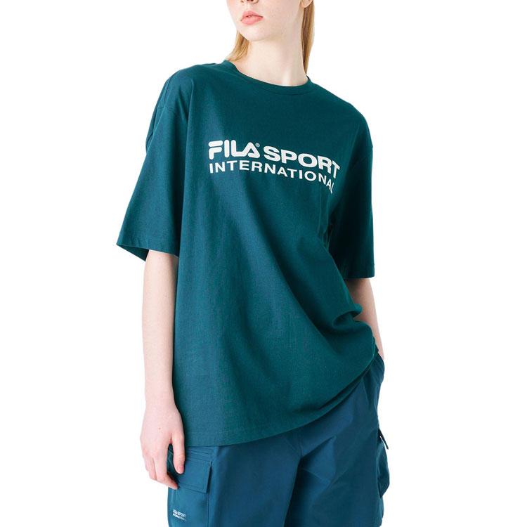 FILA T Shirts Unisex Green Crew Neck Moderate Straight Fit FS2RSF2131X-PIG