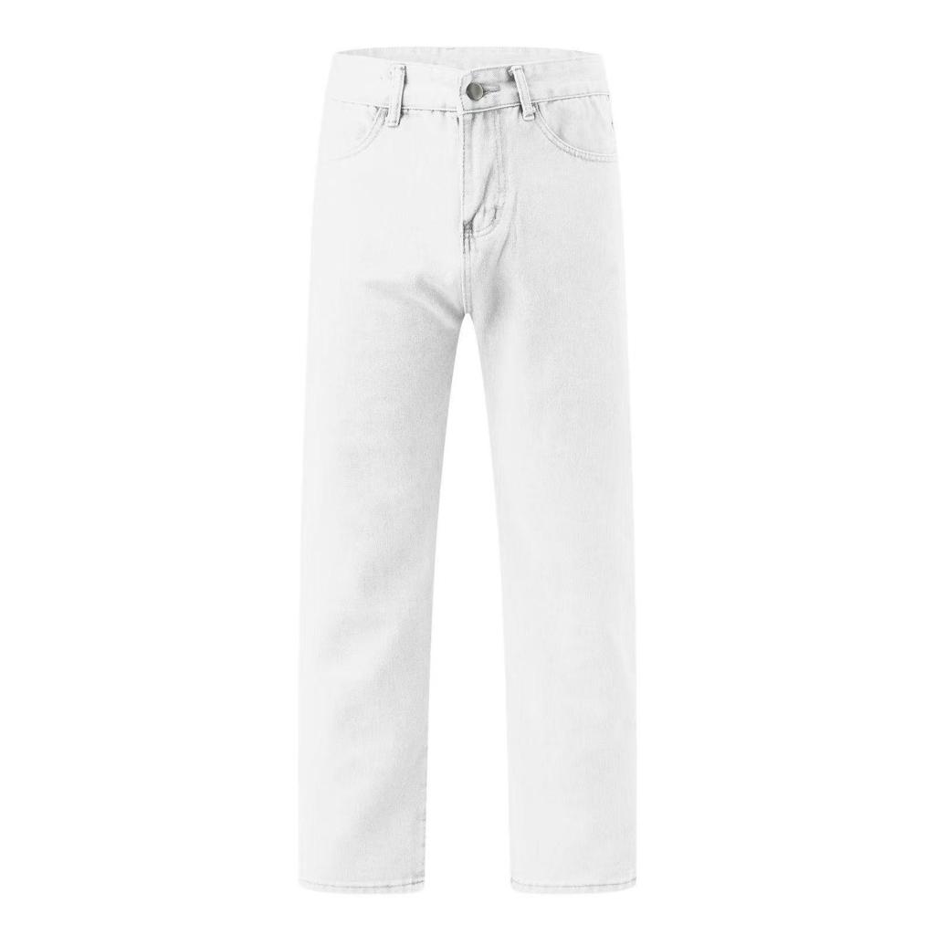 Men's Retro Loose Wide-Leg Jeans Slim Straight Washed Jeans