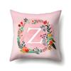 Polyester Pillowcase Pink Flower Home Decoration Print 26 English Letter Cushion Pillowcase