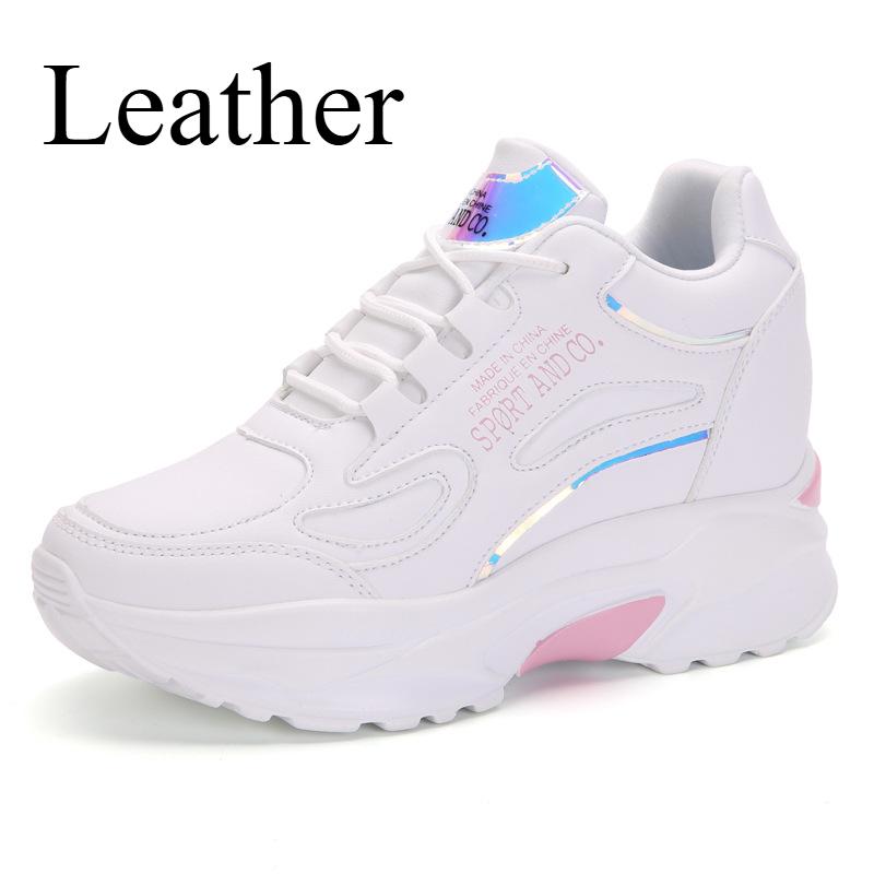 Осенне-зимняя кожаная новая женская спортивная повседневная обувь Удобные кроссовки на платформе 36