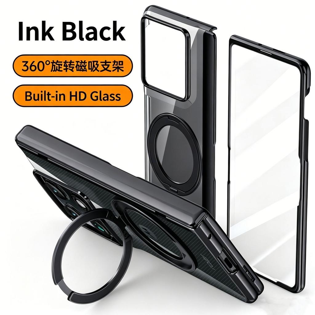 Applicable To Motorola MotoRazrFold2026 Mobile Phone Case 360 Rotating Magnetic Suction Bracket Transparent Full Envelope