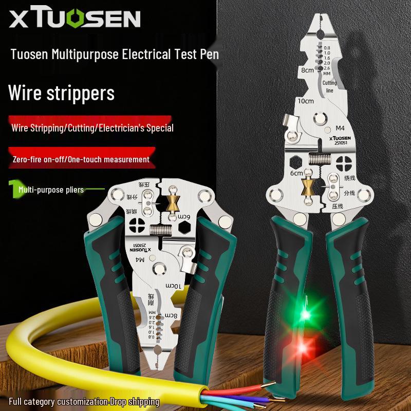 Tuosen Electrician's Multifunctional Cable and Wire Stripper Pliers with Voltage Tester