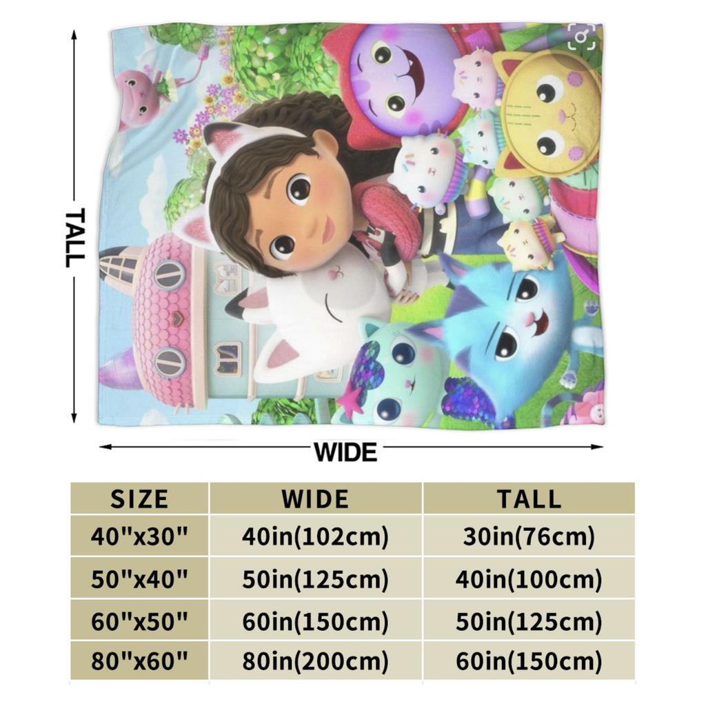 G-Gabby’s Dollhouseds Plush  Warm Soft Blanket  Children Plush Throw Blanket Print Couch Chair Flannel Bedspread Sofa Bed Cover