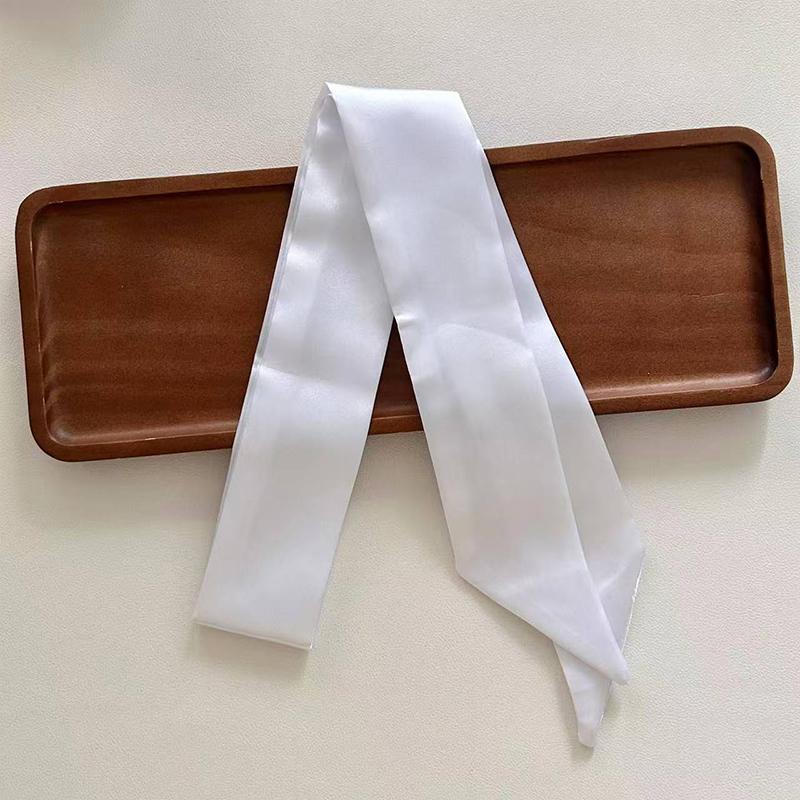 Women Long Narrow Scarf 190x4.5cm Polka Dot Satin Ribbon Headband Choker Multi Functional Accessory for Bags