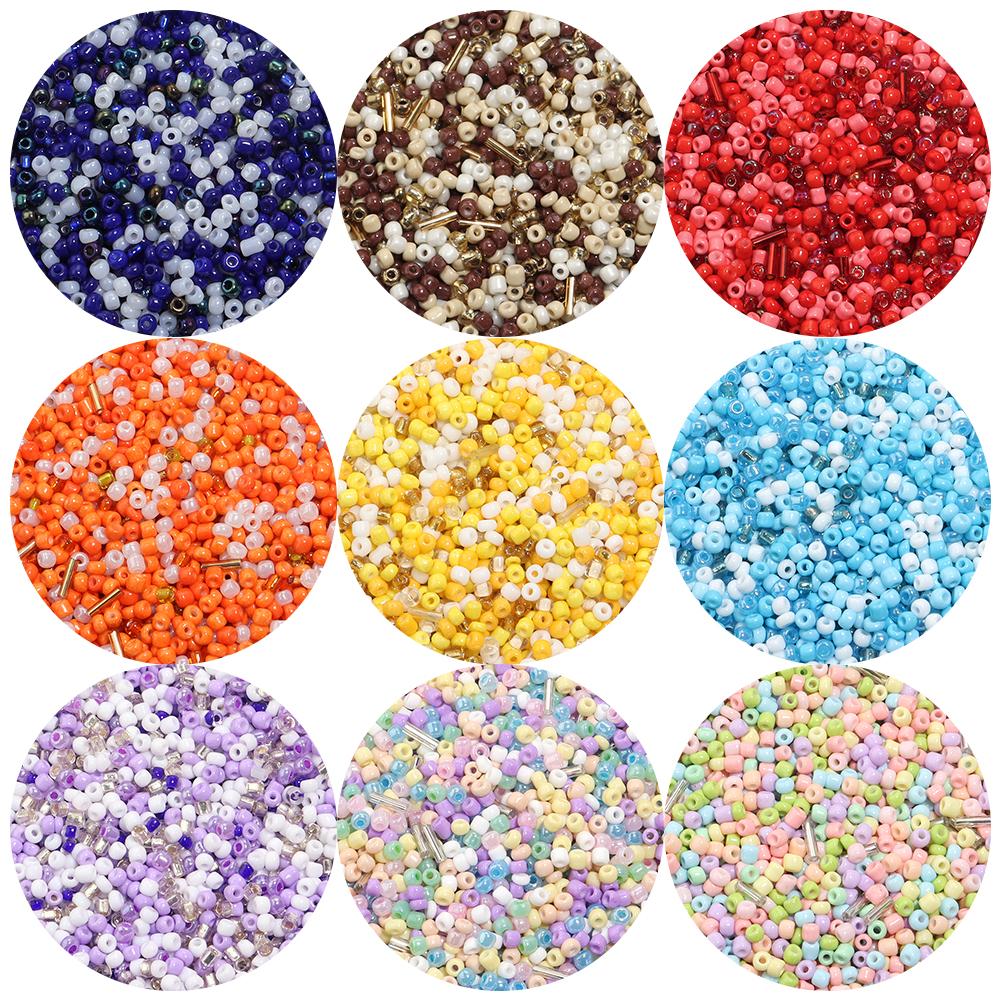 40g 3mm Glass Seed Beads Mixed Color Round Loose Spacer Glass Rice Beads For Jewelry Making DIY Bracelets Necklace Accessories