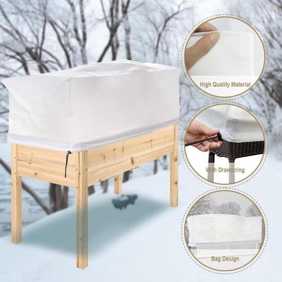 Yousheng Rectangular Planter Cold-proof Cover Plant Anti-Frost Covers with Drawstring Thickened Reusable Plant Winter Shield for Balcony Flower Box