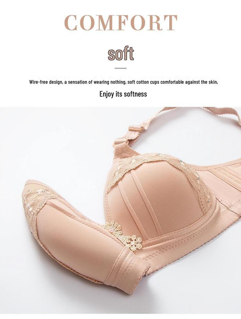 Plus Size Wireless Bra - Slimming, Molded Cup for Large Bust, Adjustable Fit for Middle-Aged Women