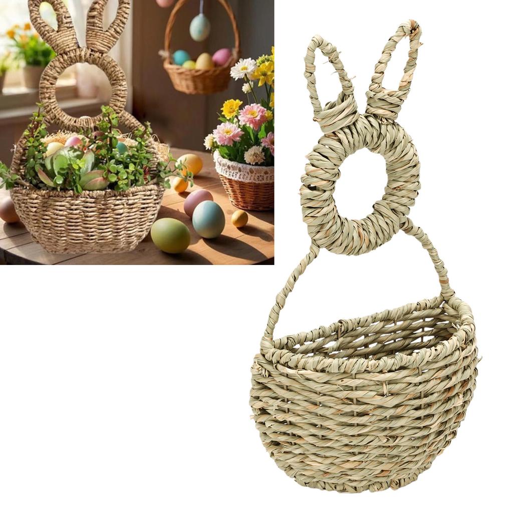 Easter Bunny Basket   Woven Hanging Unlined Wall   Spring Decor for Flowers Gifts