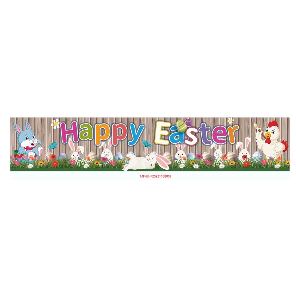 300 * 50Cm Easter Courtyard Porch Fence Decorative Banner Rabbit Egg Poster Custom