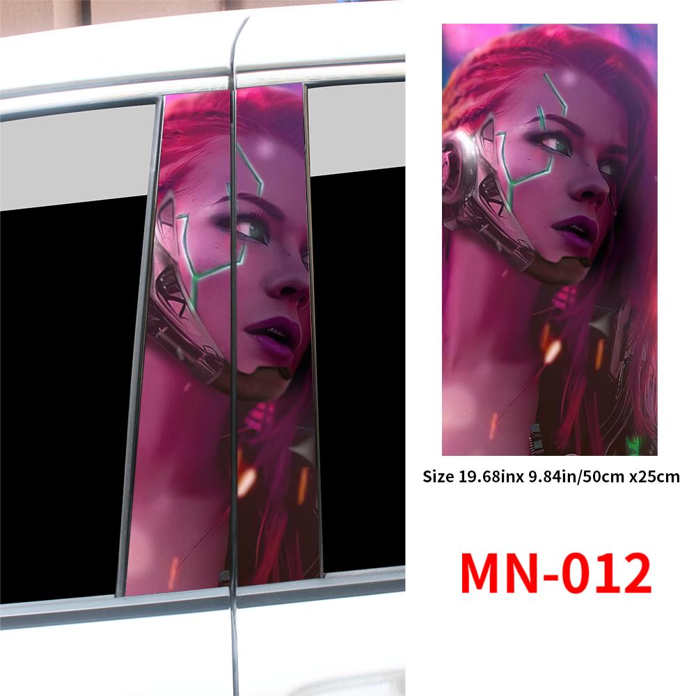 Cyberpunk Beauty Car Stickers Car B-pillar Vinyl Decals Waterproof Auto Center Pillar Sticker Cover Scratches Vehicle Decor