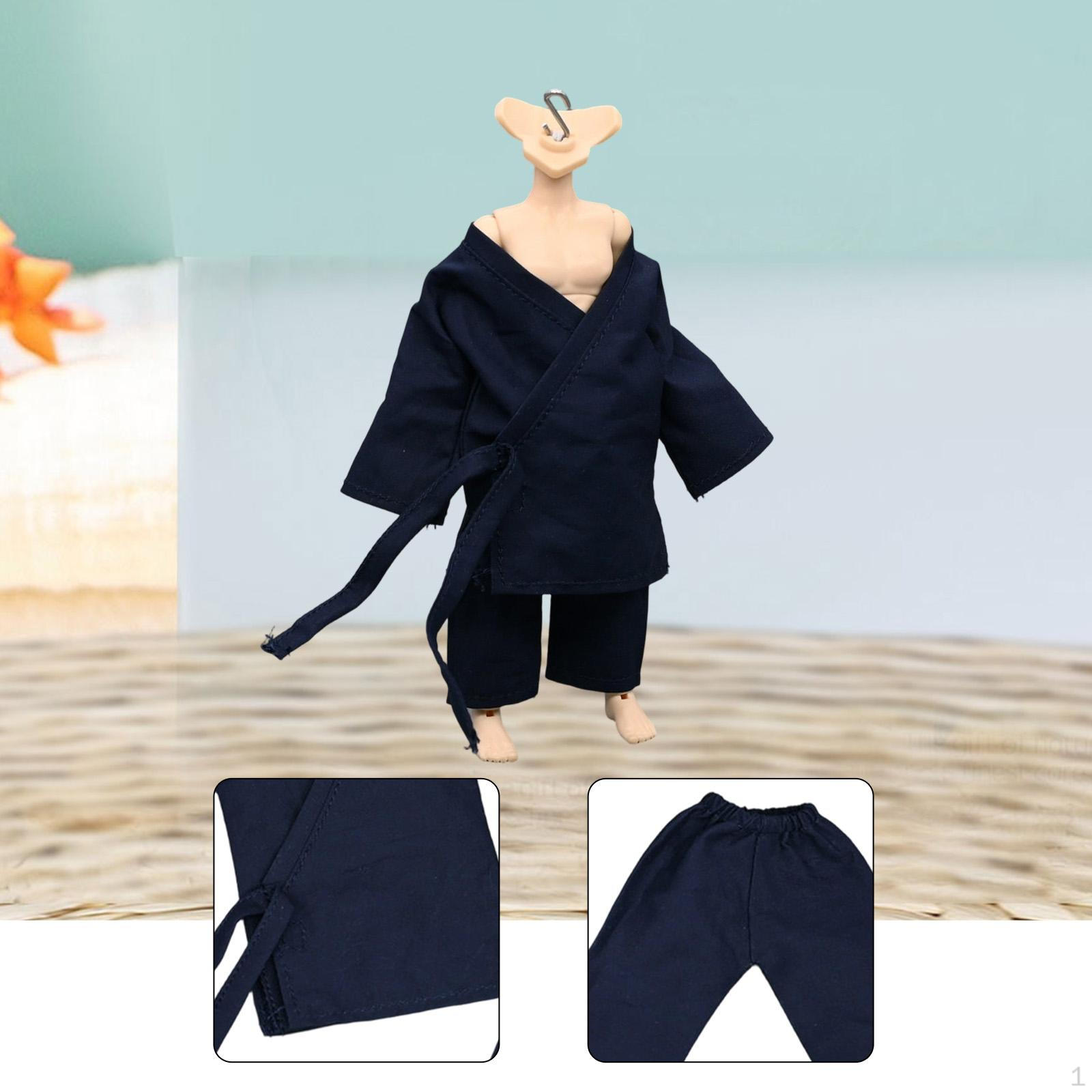 

1/12 Action Figure Taoist Suit Mini Long Sleeved Top and Pants Traditional Doll Costume Accessories