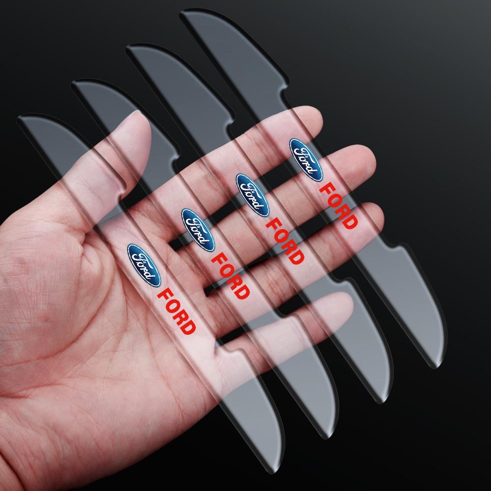 AAAD1 4Pcs Car Door Anti-Collision Strip Rearview Mirror Protective Sticker For Ford Fiesta Mondeo Fusion Explorer Escape Shelby Edge