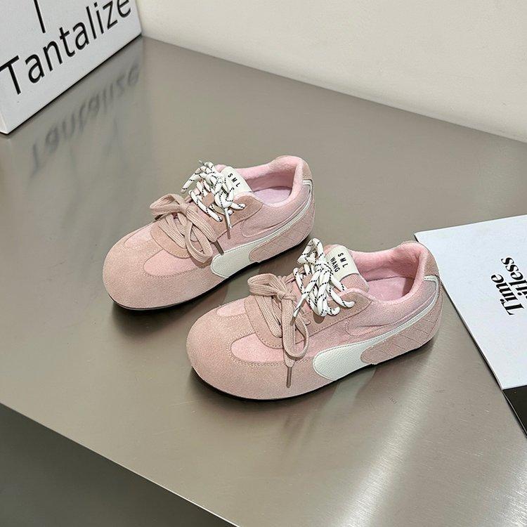 Lightweight soft sole~ velvet ugly cute German training shoes women's 2025 winter new two-color shoelaces casual Forrest Gump shoes