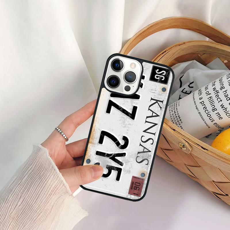 Retro Cool License Plate Number Phone Case For iPhone 17 Air 16 15 14 11 12 13 Pro MAX Plus Coque Cover Shell