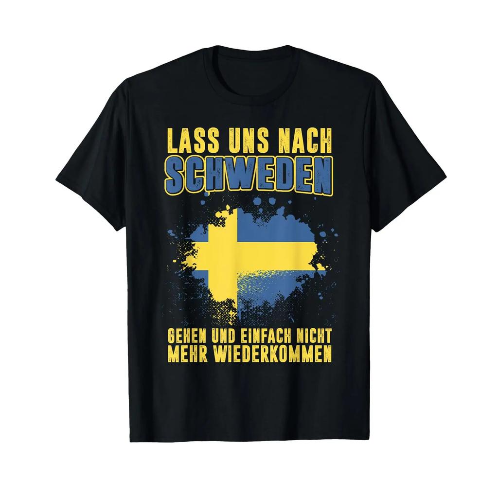 Let's Go To Sweden Funny Swedish Saying Sweden T Shirt Black Vintage Washed Slightly