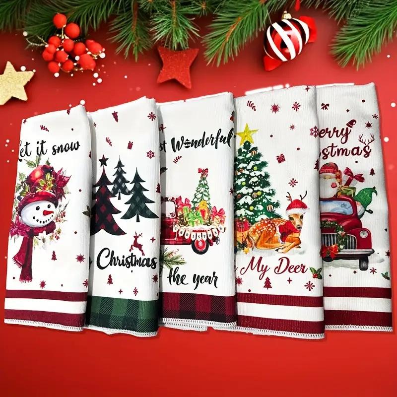 

Durable Christmas Kitchen Dishcloth Towel Decorative Quick-drying Christmas Cute Dish Cloth Hand Towel Kitchen Cleaning 40x48cm