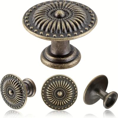12 sztuk Antyczne gałki do szafek, Metalowe gałki w kolorze brązu, Gałki do komody w stylu vintage, Uchwyty pojedyncze do mebli, szafek, szaf, szuflad