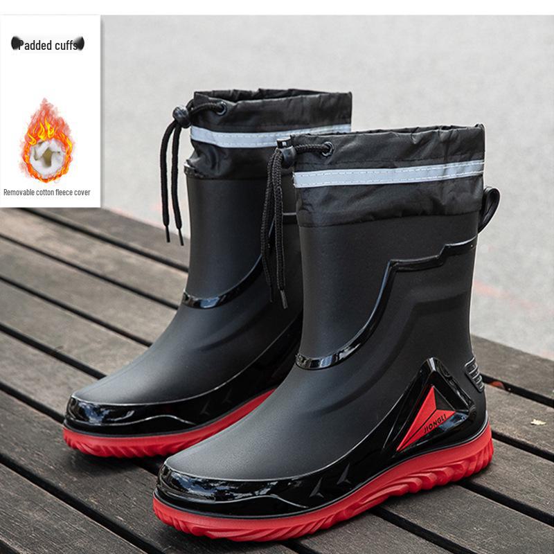 "Men's Waterproof Non-Slip Rubber Rain Boots for Outdoor, Car Wash & Kitchen Use"