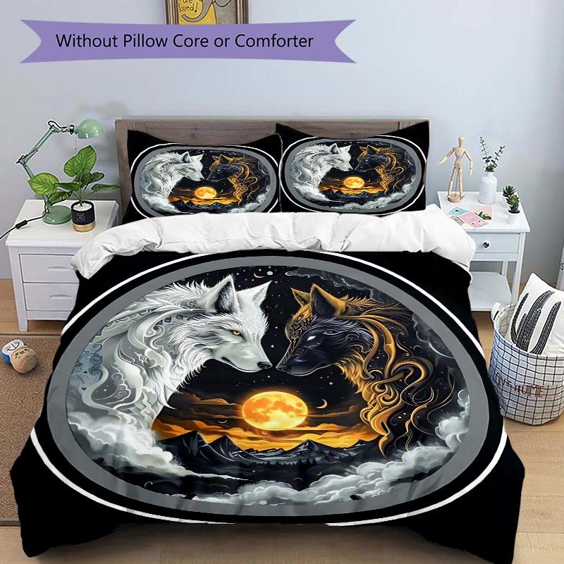 3pcs Yin Yang Wolves Printed Quilt Set - Includes 1 Quilt Cover and 135x200cm