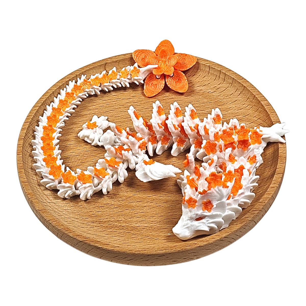 

3D-печатный дракон Сакура 10,8 дюймов, шарнирный дракон с подвижными суставами, вращающийся хвост вишневого цвета, гибкая игрушка-фиджет для декора стола