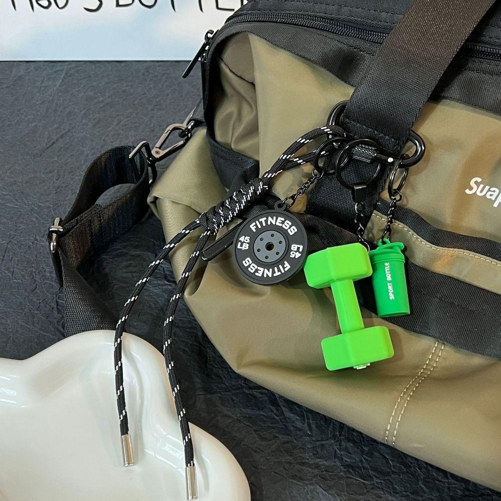 Mini Barbell Plates Key Chain with D-shaped Buckle Simulation Dumbbells Keyring  Gifts