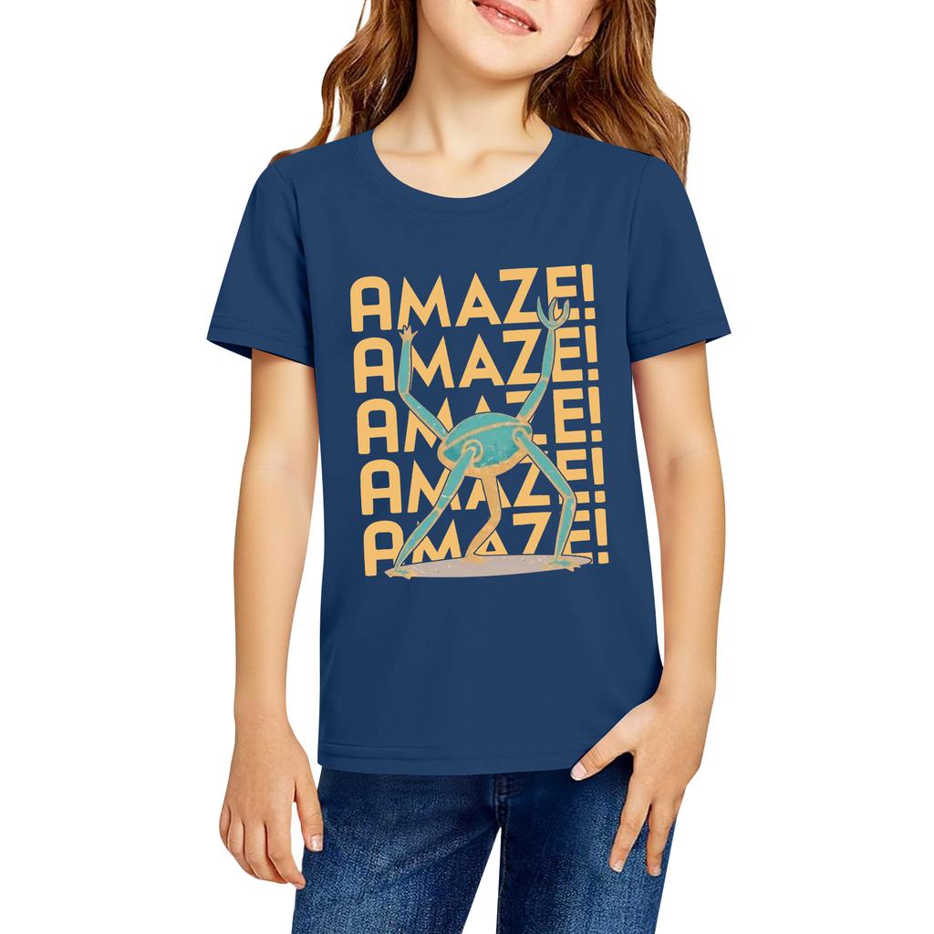 Fashionable Round Neck Short Sleeve Work Clothes Printed Tops For KID Summer Tops