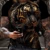 Bella T-shirt da uomo a maniche corte con scollo rotondo, stampa 3D con leone, moda casual da strada, taglia grande, T-shirt sportiva