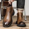 Chaussures habillées en cuir souple pour hommes, Bottines pour hommes polyvalentes, Formelles, Business décontracté, Chaussures en coton pour hommes, Classiques en peluche, Bottes Chelsea pour hommes