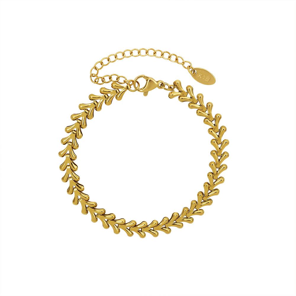 Marka Style Fashion Personality Leaf Necklace Clavicle Chain Bracelet Titanium Steel 18K Gold Jewelry Necklace Set