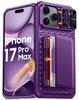 Protective Wallet Case with Card Holder, Kickstand and Camera Cover for iPhone 17 Pro Max-Orange