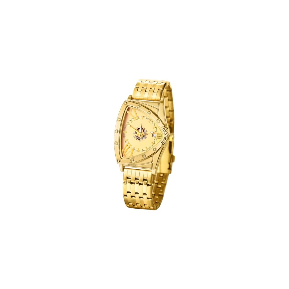 Men s Triangular Analog Watch Waterproof Calendar Stainless Steel Antique Silver Gold Accessories