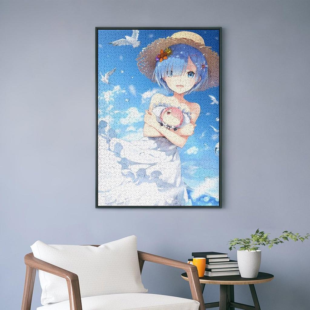 Re Zero - Starting Life in Another World Re:Zero Rem Emilia Puzzle Recreation Anime Goods Cute Adult Unisex Enthusiasts Toy First Choice Wooden M