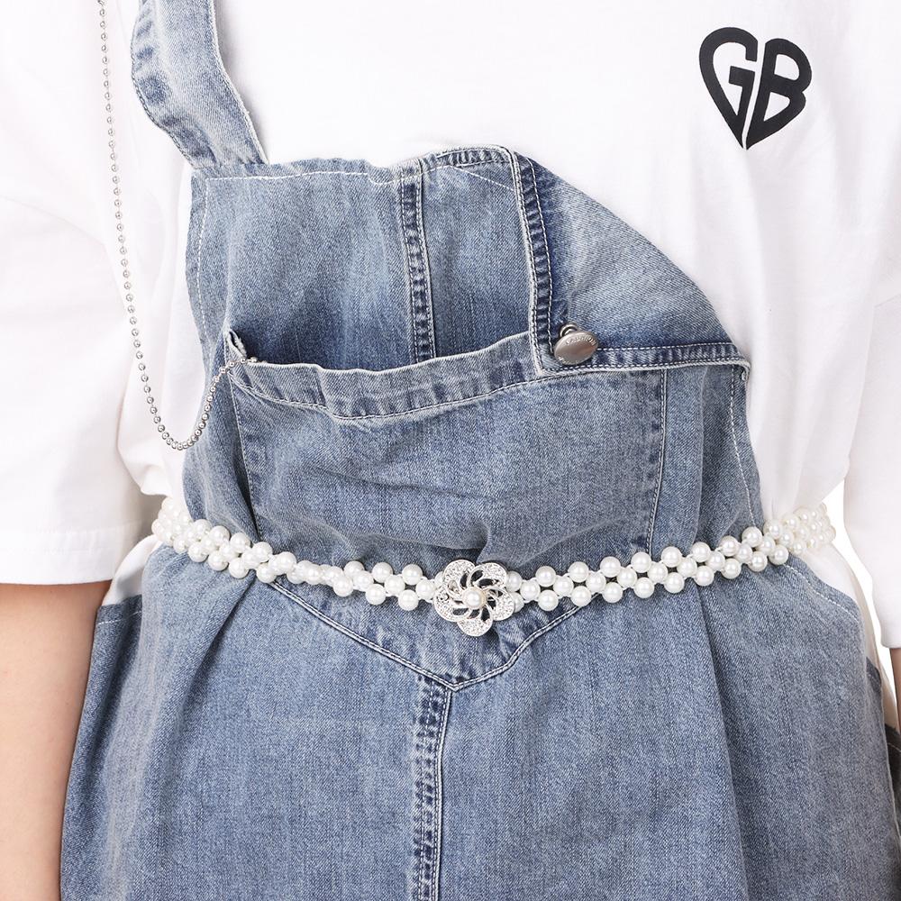 Elegant Clothing Supplies Dress Decoration Pearl Waist Belt Elastic Buckle Pearl Chain Dress Strap