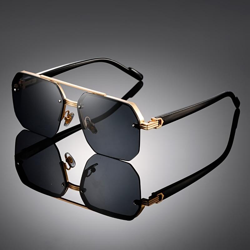 New Men Metal Half Frame Sunglasses Men Women Brand Designer Square Eyewear Flat Lens Retro Punk Sun Shades UV400 Glasses