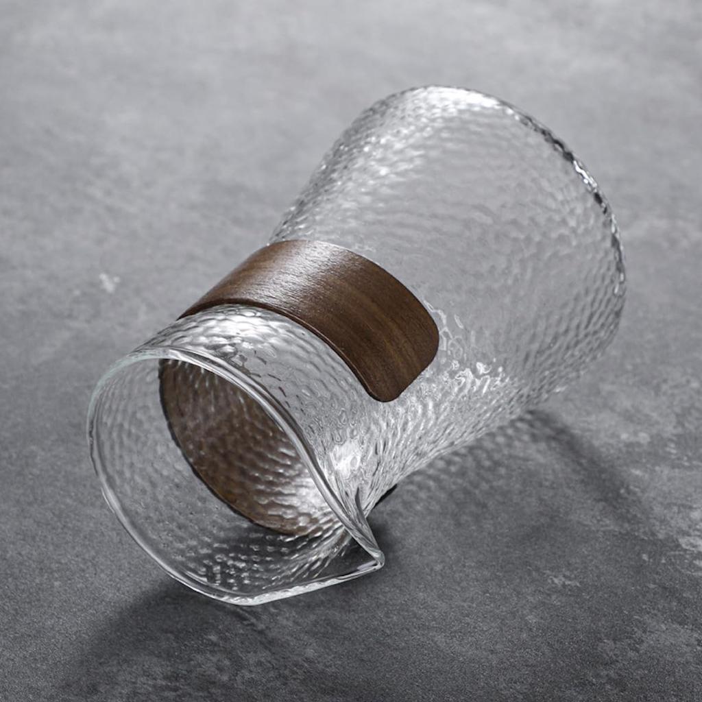 JIKANNOYA Coffee Pot, Unbreakable, High Boron Silica Glass Material, Heat Resistant Glass, Direct Fire Suitable, Cold Resistant, Walnut Wood, Coffee