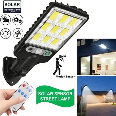 108 COB Sensörlü Sokak Lambası 3 Işık Modlu Dış Mekan Su Geçirmez Güvenlikli Güneş Enerjili Lambalar Bahçe Teras Yol İçin Uzaktan Kumandalı Işık