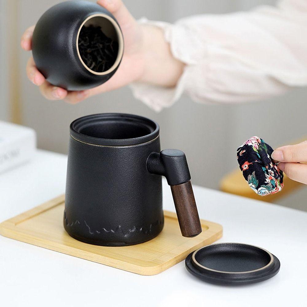Kung Fu tesett med trehåndtak 400 ml keramisk tekopp personlige gaver