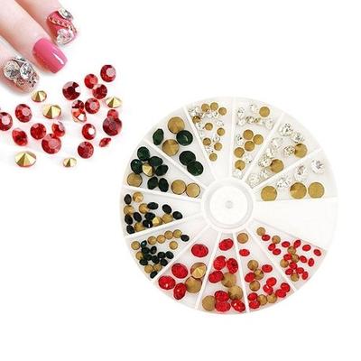 Nail Art V-Cut Glass Stone 3 Color Set + Nail Glue (WC9381D)