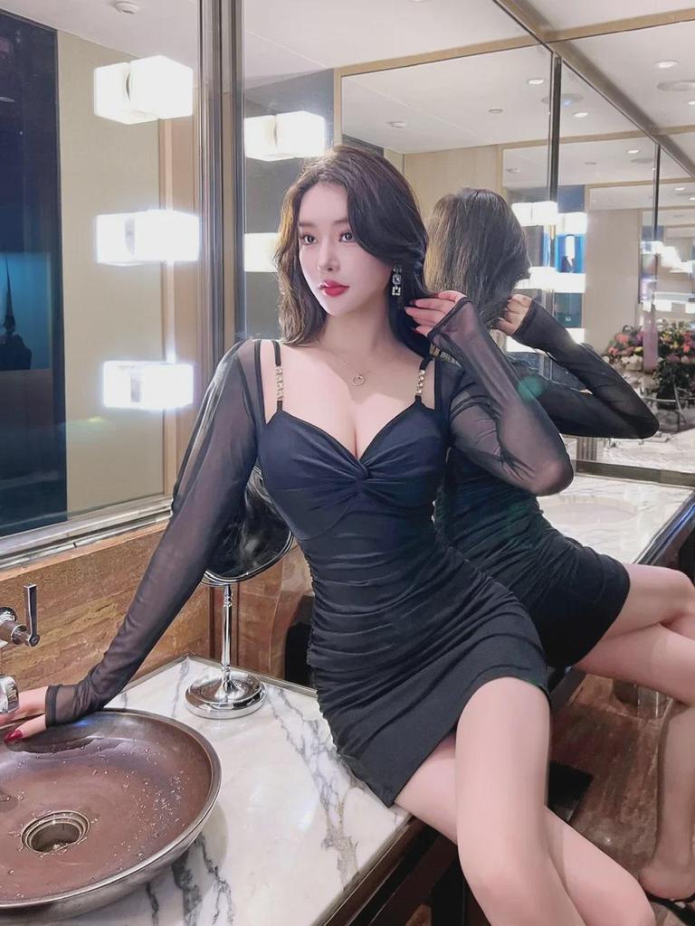 Sexy Long-Sleeve Dress for Nightclub & Massage Technician Work