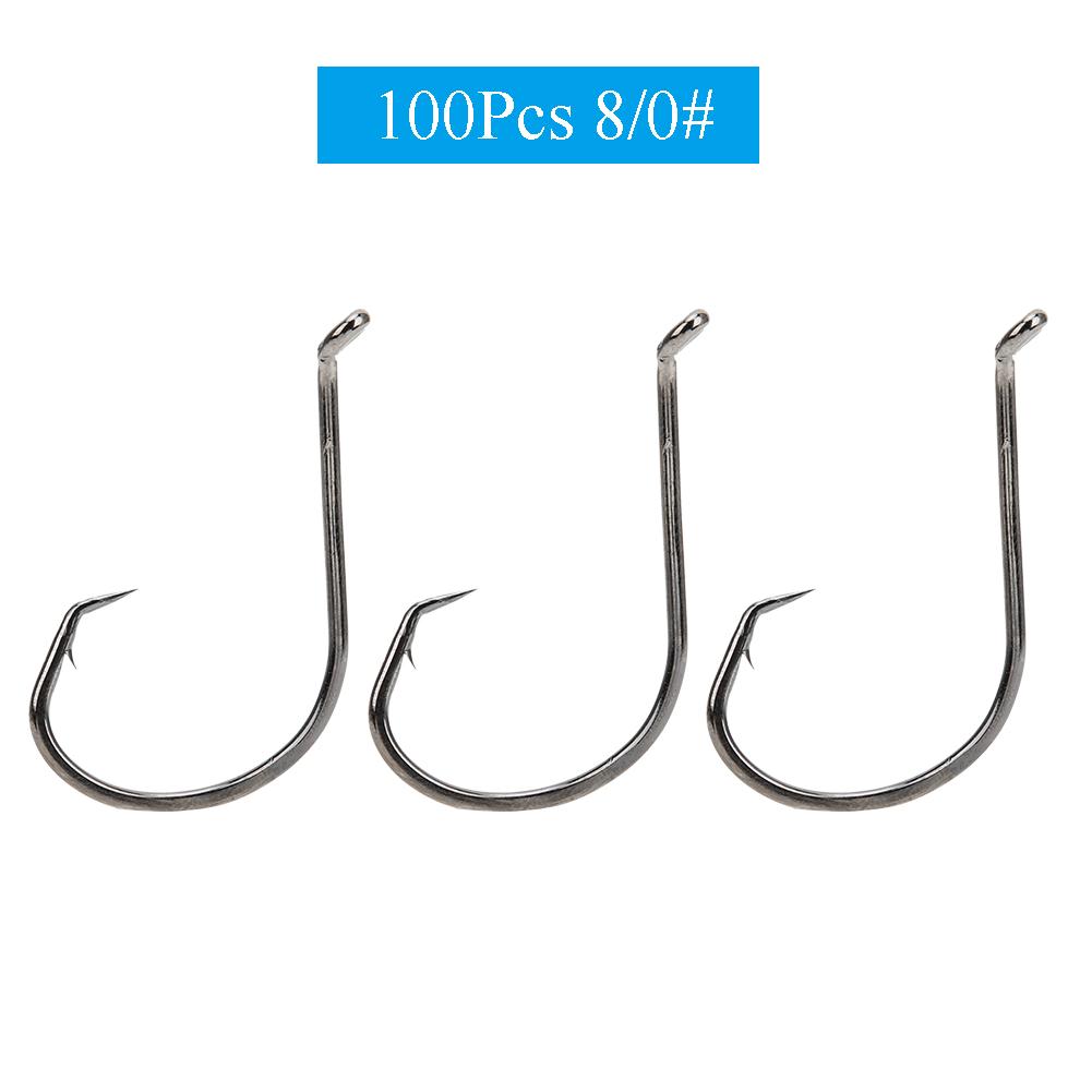 100Pcs 8 0# High Carbon Steel Sharp Fish Hooks with Barb Lure Bait Fishing Tackle