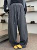 Fashionable Silver High-Waisted Wide-Leg Drawstring Pants – Women's Winter Casual Straight-Leg