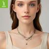 Purple Splendid Crystal Necklace Female Romantic Elegance S925 Sterling Silver Diy Crystal Necklace