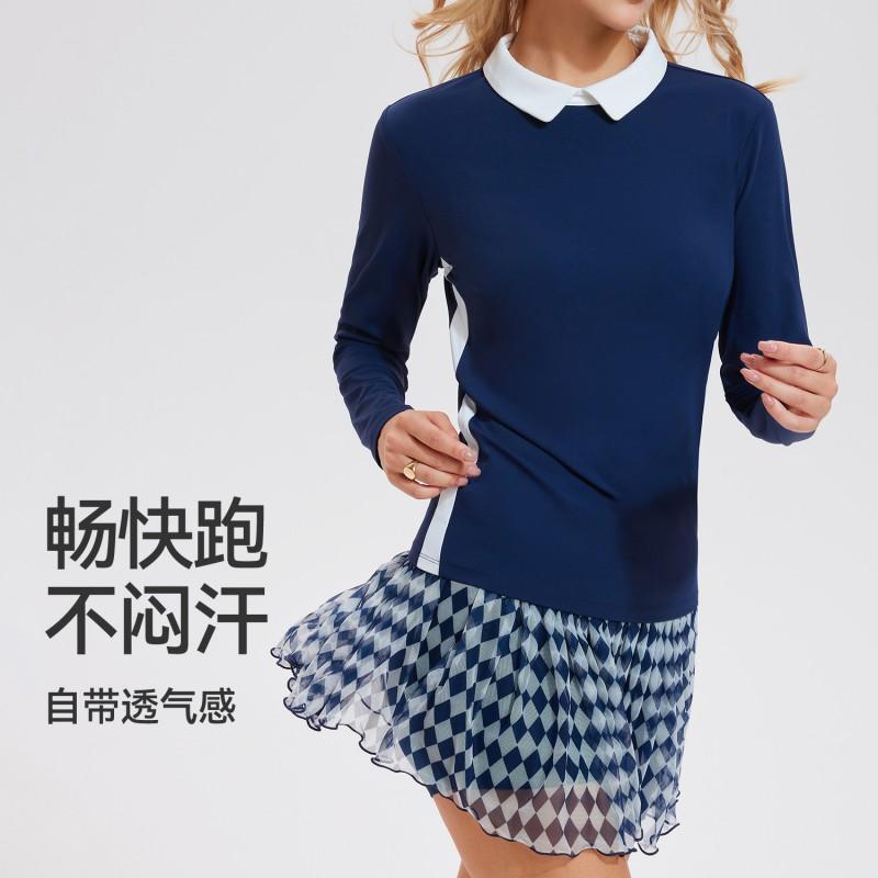 Womens Long Sleeve Golf Polo Shirt Breathable Athletic Top Running Fitness Tennis