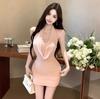 Mesh Neck Sling Dress Women's Summer Pure Desire Spice Girl Sexy Hip Skirt High Sense V-neck Tube Top Skirt