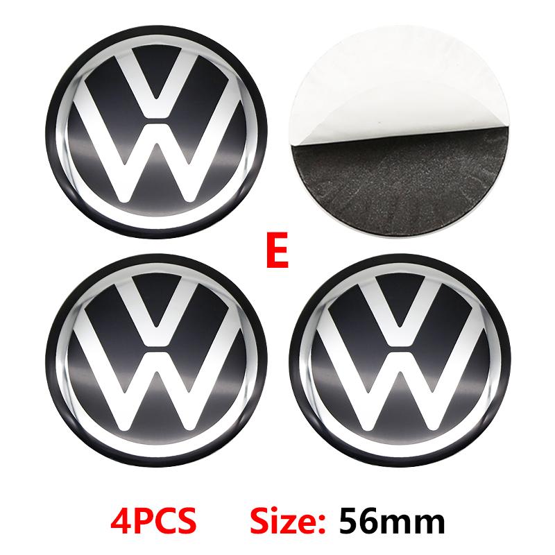 Pour VW VOLKSWAGEN Nouveau 4pcs 56mm Emblème de Roue de Voiture Autocollant Central 60mm Cache-Moyeux de Roue Accessoire Pour VW golf Passat R Rline GTI