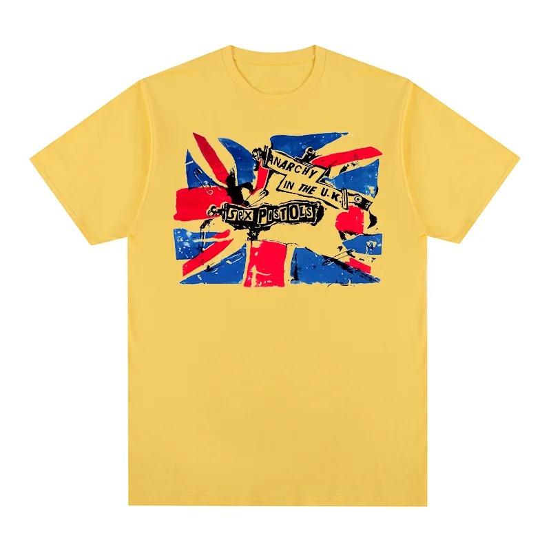 Sex Pistols "Anarchy in the U.K." Union Jack Punk T-Shirt, Unisex Britischer Punk Rock Fan Streetwear Tee, 100% Baumwolle Lässiges Kurzarm Oberteil