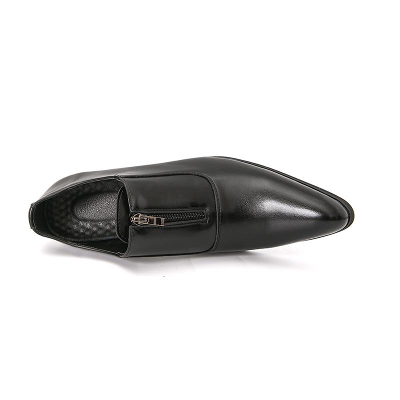 Men Loafers Leather Individuality Formal Business Zipper Shoes Pointed Toe Heel Wedding Dress Prom Shoes Over Sized