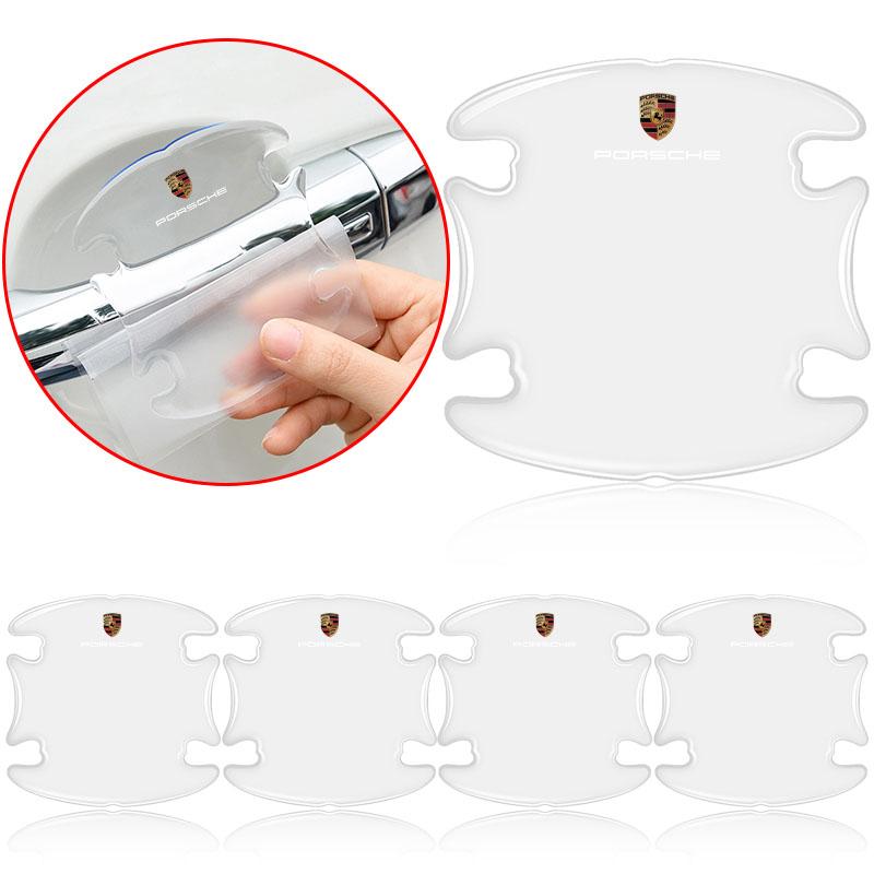 4Pcs Car Door Handle Protector Sticker Auto Styling For Porsche Boxster Cayenne Panamera Macan Cayman 911 918 996 917 991