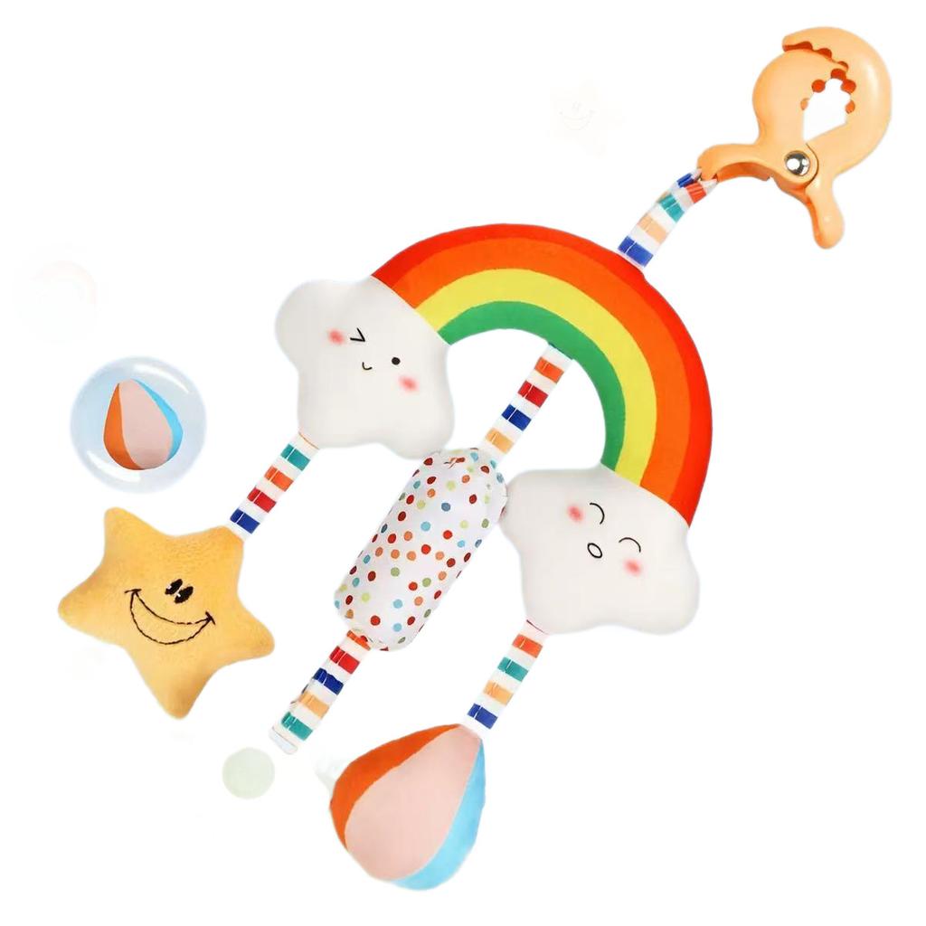 Baby Soft Pull String Toy, Educational Soothing Plush Rattle, Crib Mobile & Car Seat Hanging Toy for Infant