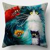 Cute Cat Pillowcase  Square Sofa Pillow Cover Watercolor Loving  Cushion Cover